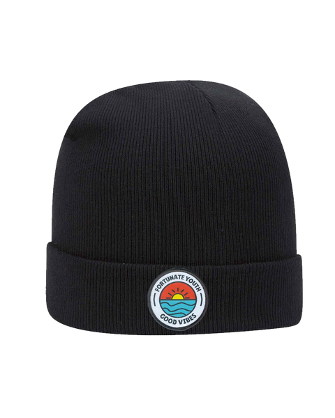 Good Vibes Patch Beanie (Black) – Fortunate Youth