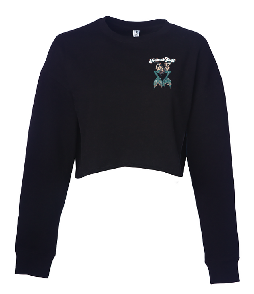 Women's Mermaid Crop Crewneck (Black)