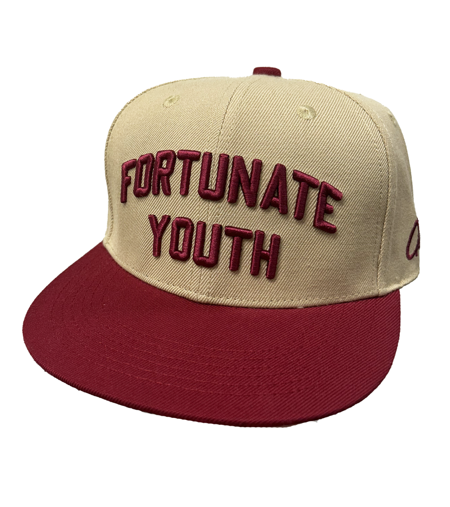 Letterman Hat (Tan/Maroon)