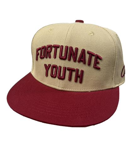 Letterman Hat (Tan/Maroon)