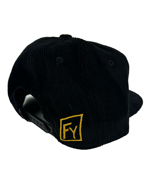 Rock Logo Corduroy Snapback (Black)