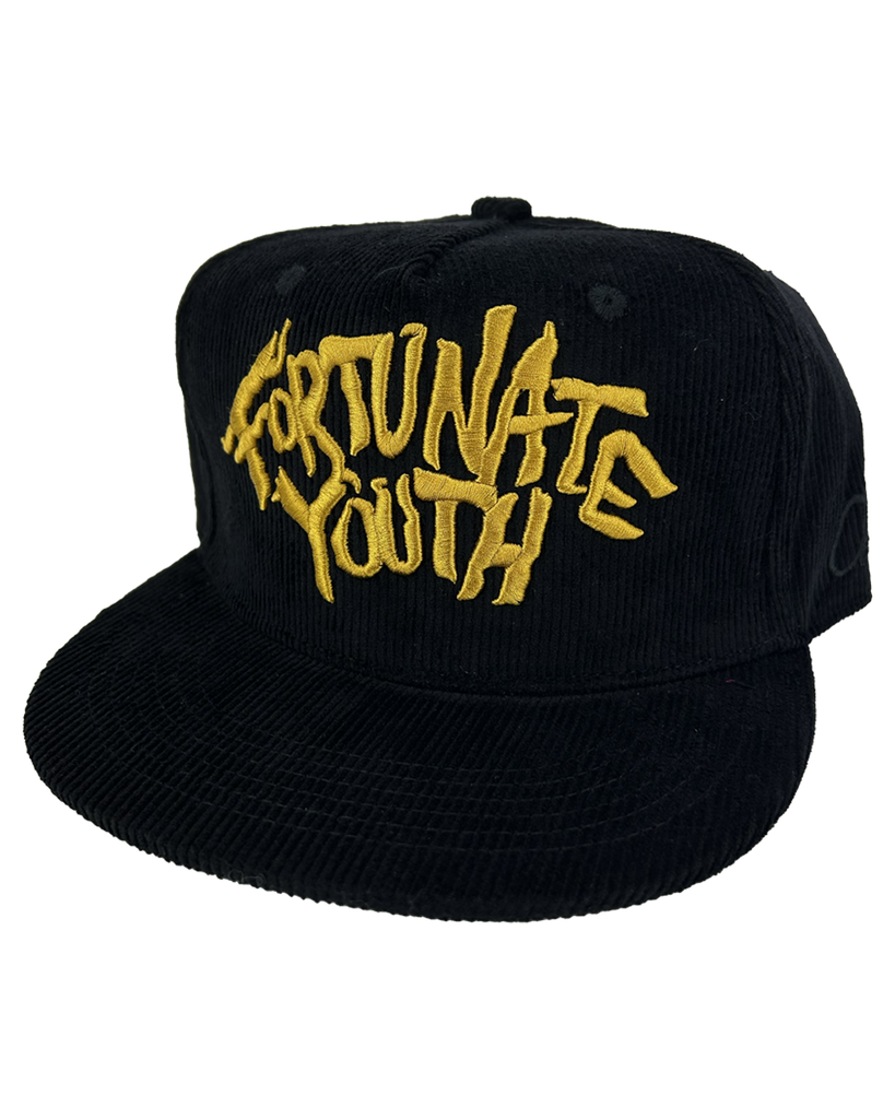 Rock Logo Corduroy Snapback (Black)