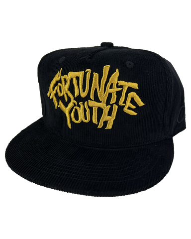Rock Logo Corduroy Snapback (Black)